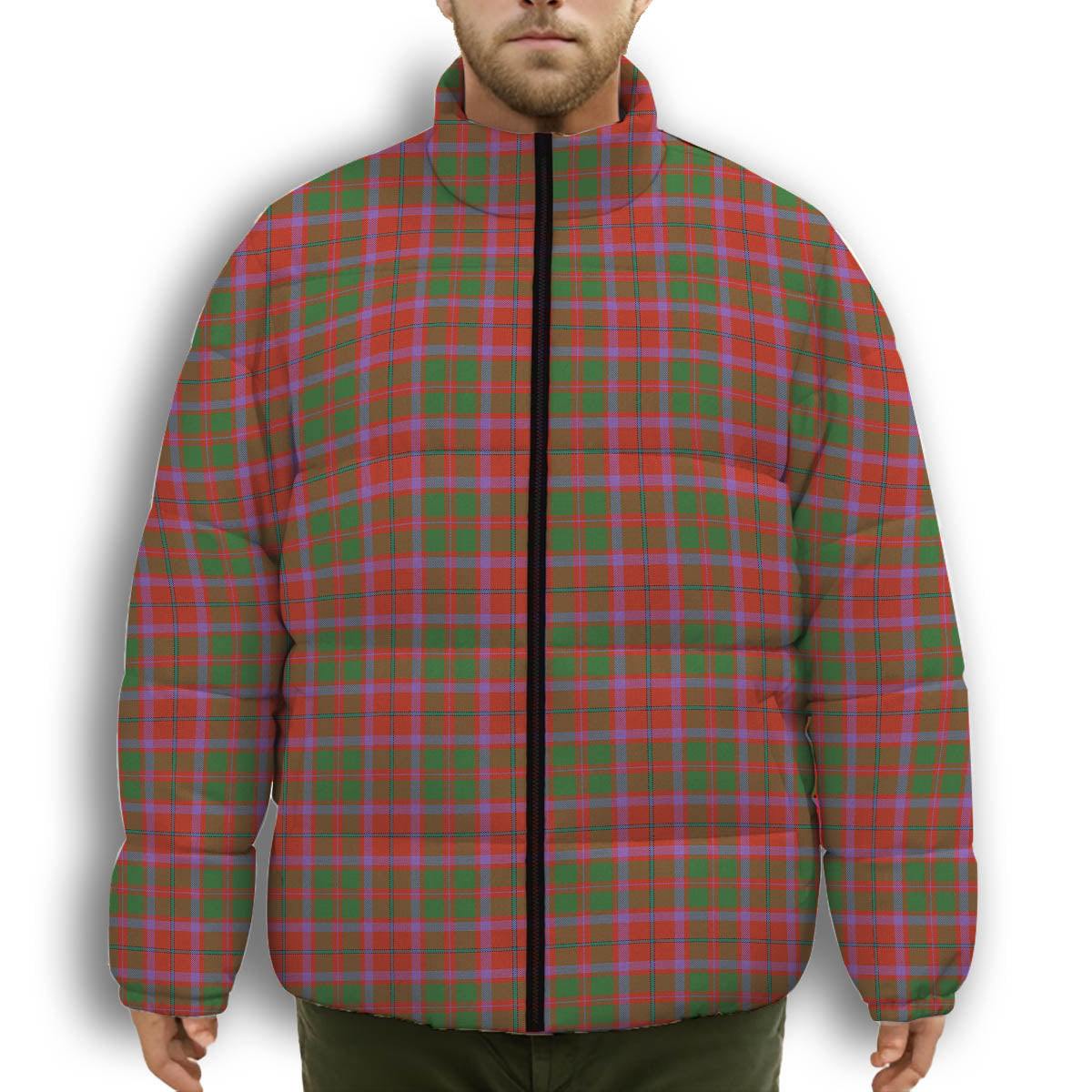 ScotsTee Shop Scottish Shaw of Tordarroch Ancient Premium Tartan Collar Down Jacket Winter White Duck Down Plaid
