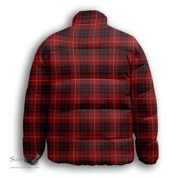 ScotsTee Shop Scottish Munro Black and Red Premium Tartan Collar Down Jacket Winter White Duck Down Plaid