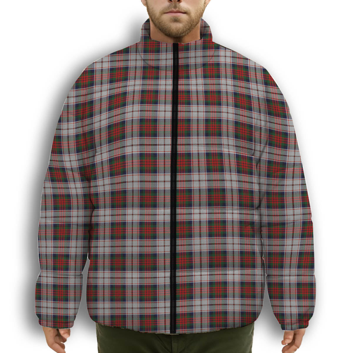 ScotsTee Shop Scottish MacDuff Dress 4 Premium Tartan Collar Down Jacket Winter White Duck Down Plaid