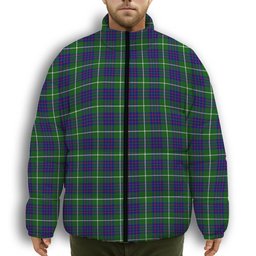ScotsTee Shop Scottish MacIntyre Hunting Modern Premium Tartan Collar Down Jacket Winter White Duck Down Plaid