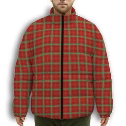 ScotsTee Shop Scottish Morrison Red Modern Premium Tartan Collar Down Jacket Winter White Duck Down Plaid