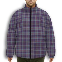 ScotsTee Shop Scottish RCAF Premium Tartan Collar Down Jacket Winter White Duck Down Plaid
