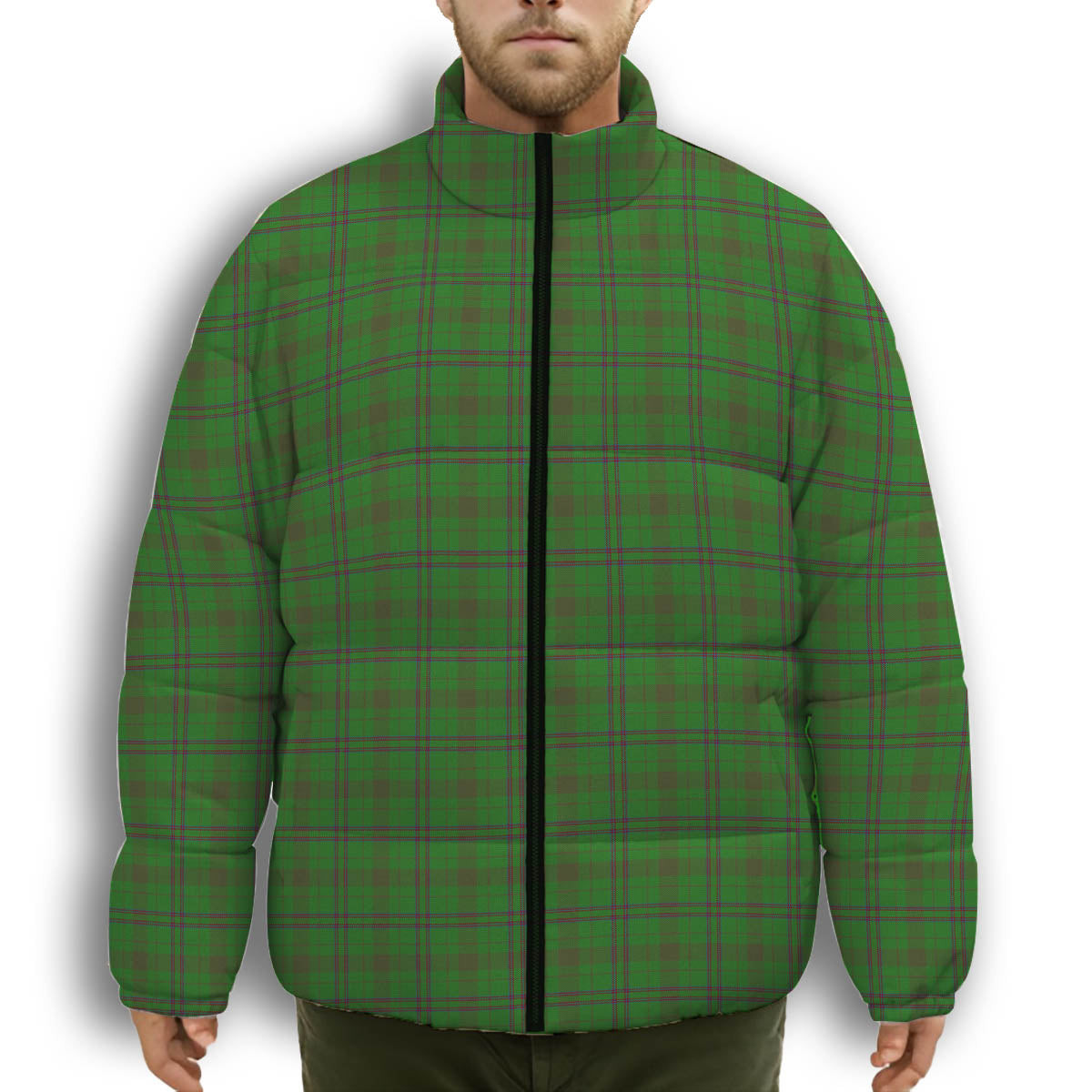 ScotsTee Shop Scottish O'Brien Scotch Corner Premium Tartan Collar Down Jacket Winter White Duck Down Plaid