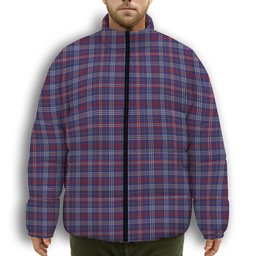 ScotsTee Shop Scottish Parker USA Premium Tartan Collar Down Jacket Winter White Duck Down Plaid