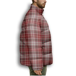 ScotsTee Shop Scottish MacDougall Dress Premium Tartan Collar Down Jacket Winter White Duck Down Plaid