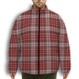 ScotsTee Shop Scottish MacDougall Dress Premium Tartan Collar Down Jacket Winter White Duck Down Plaid