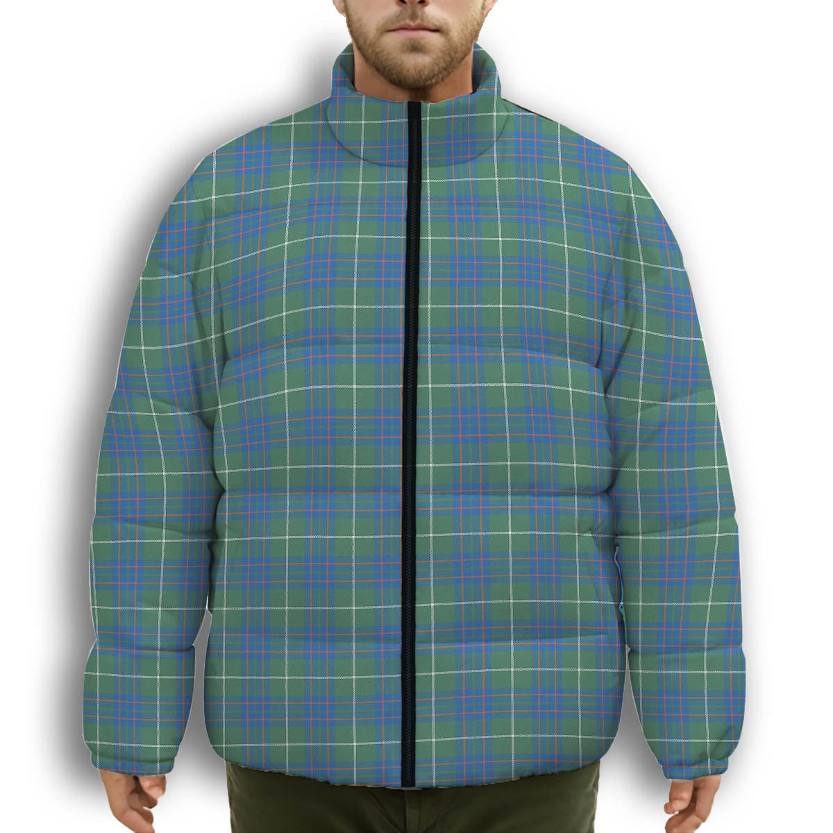ScotsTee Shop Scottish MacIntyre Hunting Ancient Premium Tartan Collar Down Jacket Winter White Duck Down Plaid