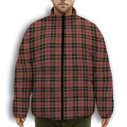 ScotsTee Shop Scottish MacAlister of Skye Ancient Premium Tartan Collar Down Jacket Winter White Duck Down Plaid