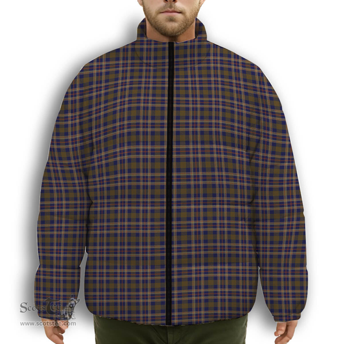 ScotsTee Shop Scottish Rutherford Simon Travis Alan Hunting Premium Tartan Collar Down Jacket Winter White Duck Down Plaid