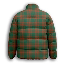 ScotsTee Shop Scottish Menzies Green Ancient Premium Tartan Collar Down Jacket Winter White Duck Down Plaid