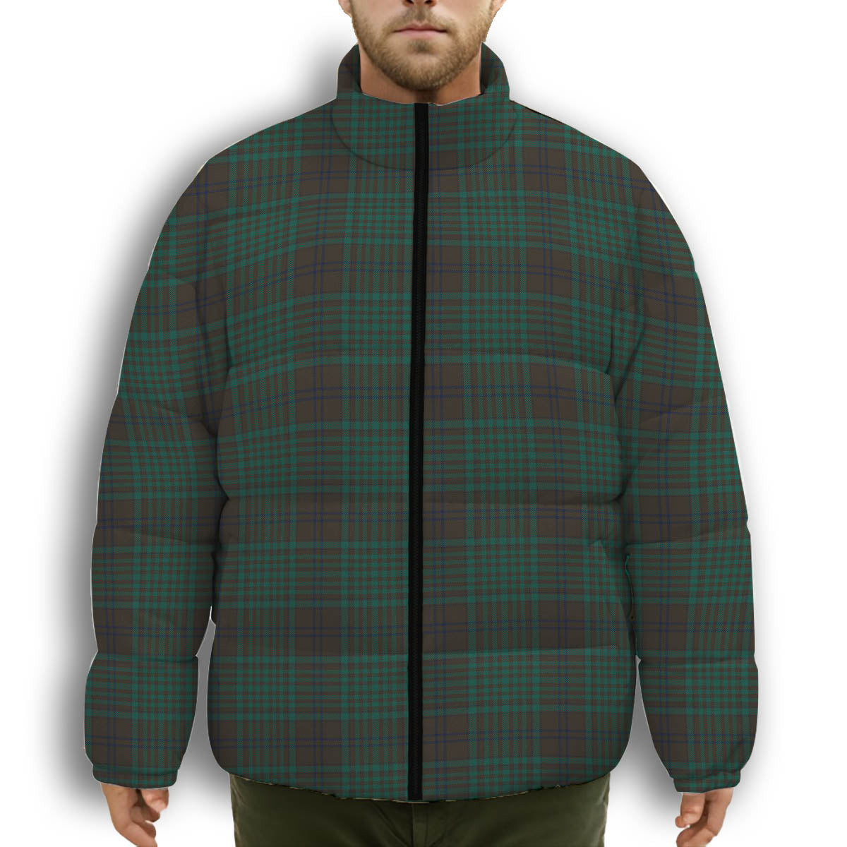 ScotsTee Shop Scottish McGillivray Hunting Modern Premium Tartan Collar Down Jacket Winter White Duck Down Plaid
