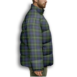 ScotsTee Shop Scottish Gordon 2 Premium Tartan Collar Down Jacket Winter White Duck Down Plaid
