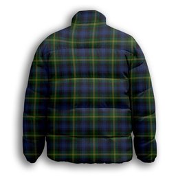 ScotsTee Shop Scottish Gordon 2 Premium Tartan Collar Down Jacket Winter White Duck Down Plaid