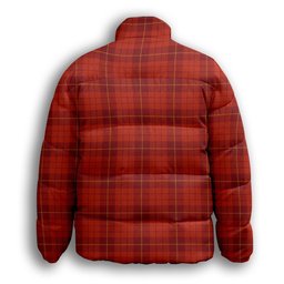 ScotsTee Shop Scottish Hamilton Red Ancient Premium Tartan Collar Down Jacket Winter White Duck Down Plaid
