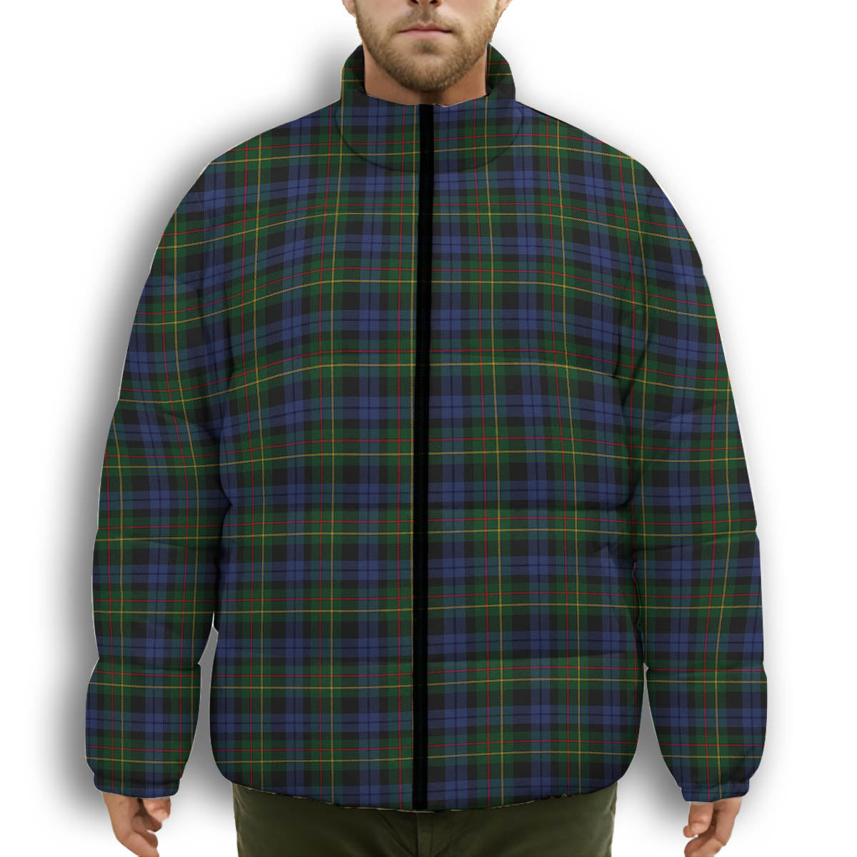 ScotsTee Shop Scottish Gow Hunting 2 Premium Tartan Collar Down Jacket Winter White Duck Down Plaid