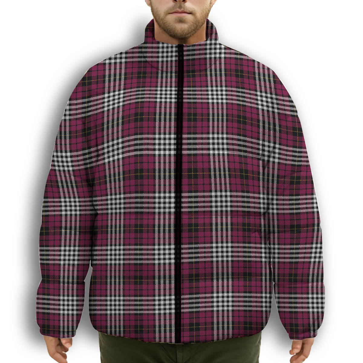 ScotsTee Shop Scottish Little of Morton Rigg Modern Premium Tartan Collar Down Jacket Winter White Duck Down Plaid