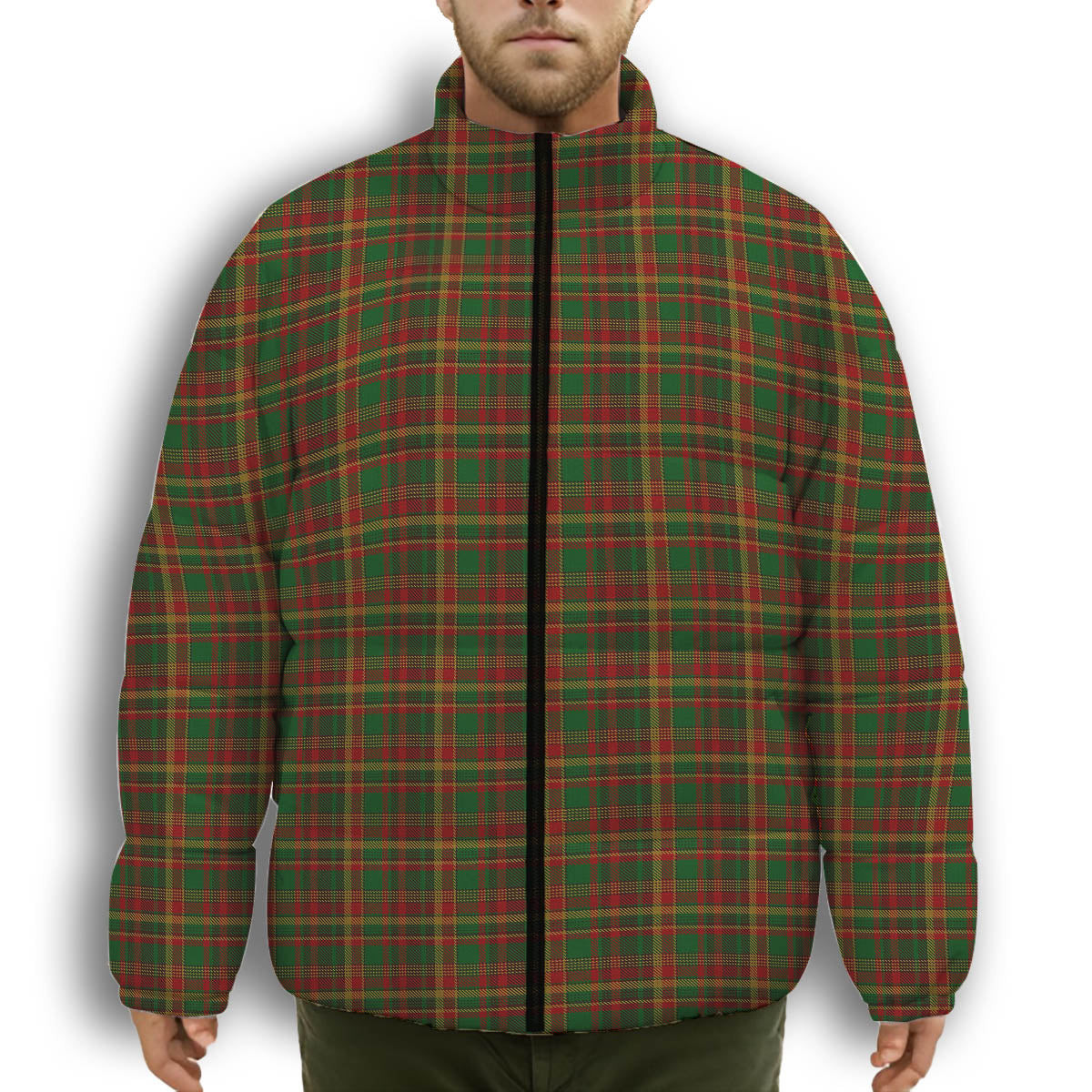 ScotsTee Shop Scottish Newfoundland CIDD 28098 Premium Tartan Collar Down Jacket Winter White Duck Down Plaid