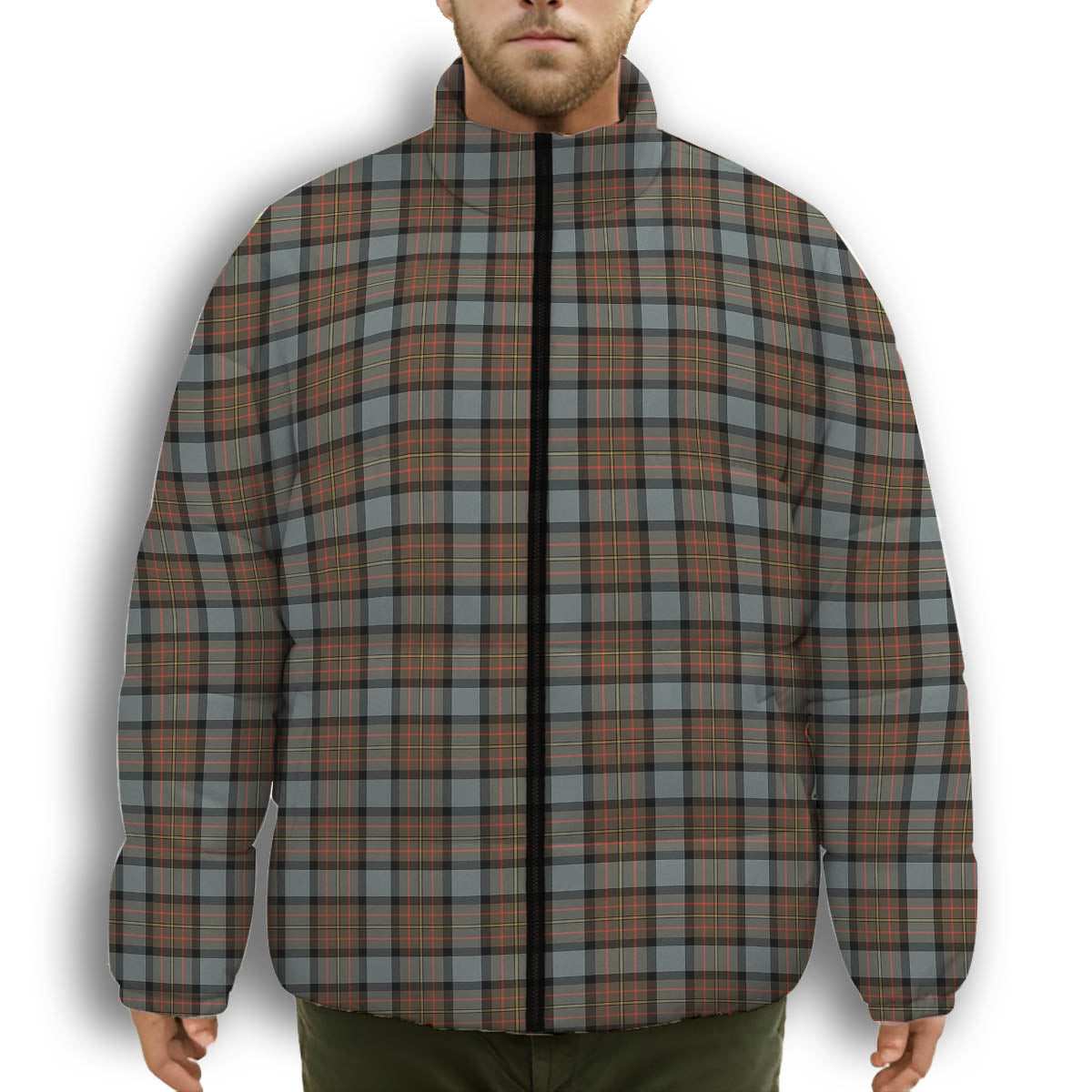 ScotsTee Shop Scottish McLaren Weathered Premium Tartan Collar Down Jacket Winter White Duck Down Plaid