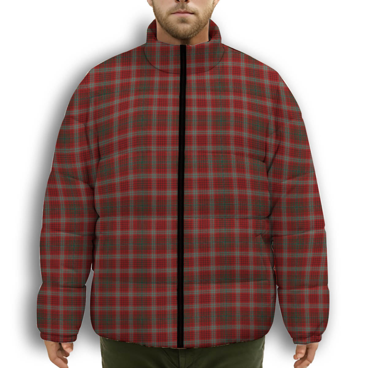 ScotsTee Shop Scottish Kinnoull Premium Tartan Collar Down Jacket Winter White Duck Down Plaid