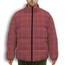 ScotsTee Shop Scottish McLeod Red Ancient Premium Tartan Collar Down Jacket Winter White Duck Down Plaid