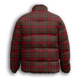 ScotsTee Shop Scottish Stewart Royal Premium Tartan Collar Down Jacket Winter White Duck Down Plaid