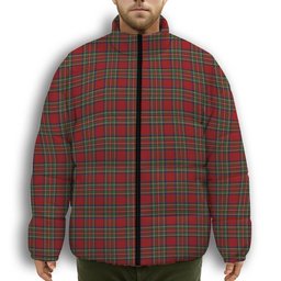 ScotsTee Shop Scottish Stewart Royal Premium Tartan Collar Down Jacket Winter White Duck Down Plaid