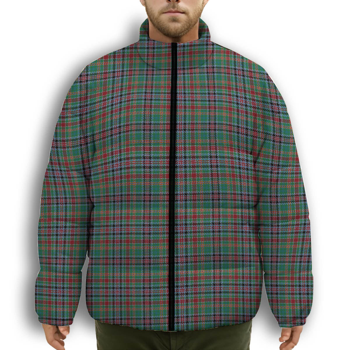 ScotsTee Shop Scottish Hunter Old Ancient Premium Tartan Collar Down Jacket Winter White Duck Down Plaid