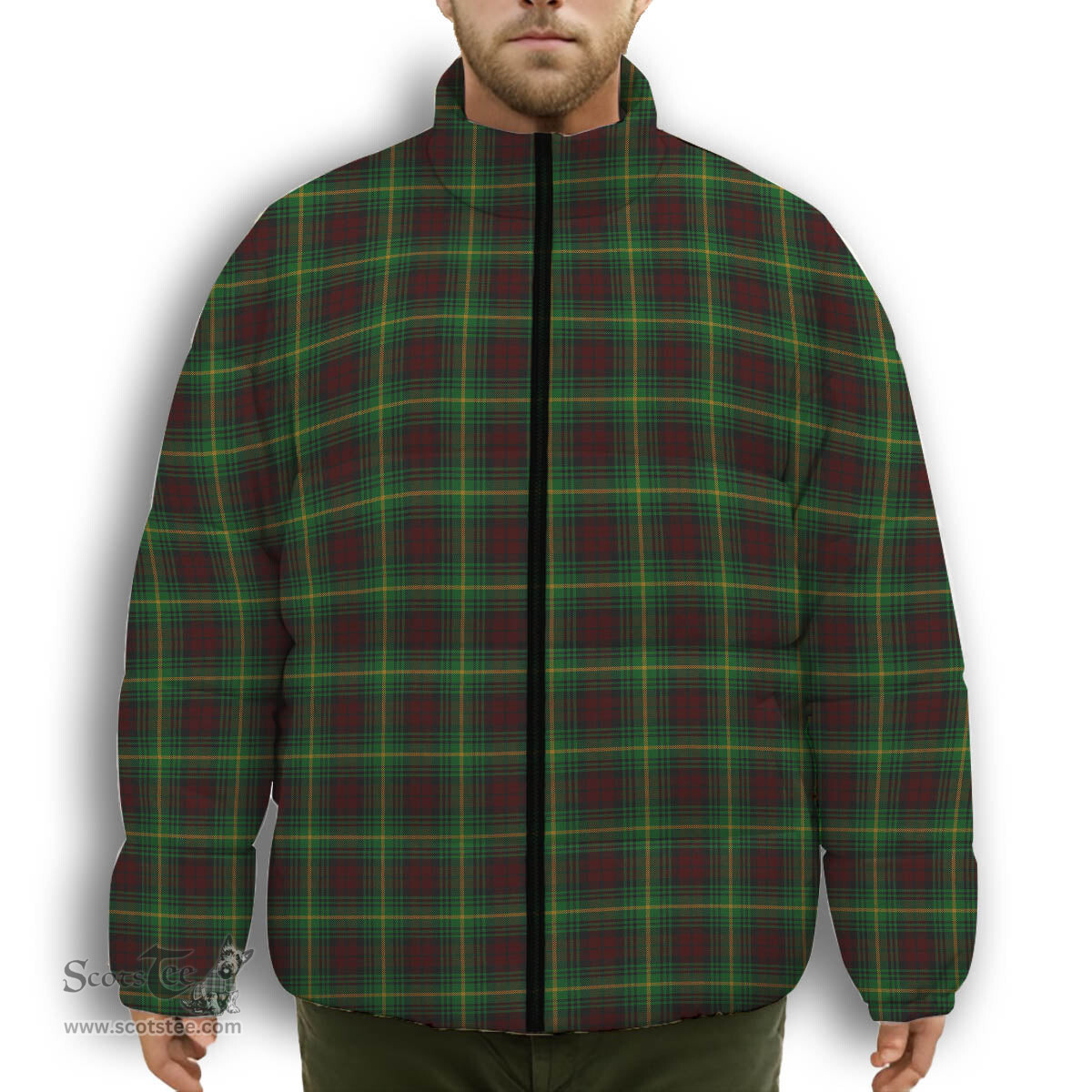 ScotsTee Shop Scottish Martin Premium Tartan Collar Down Jacket Winter White Duck Down Plaid