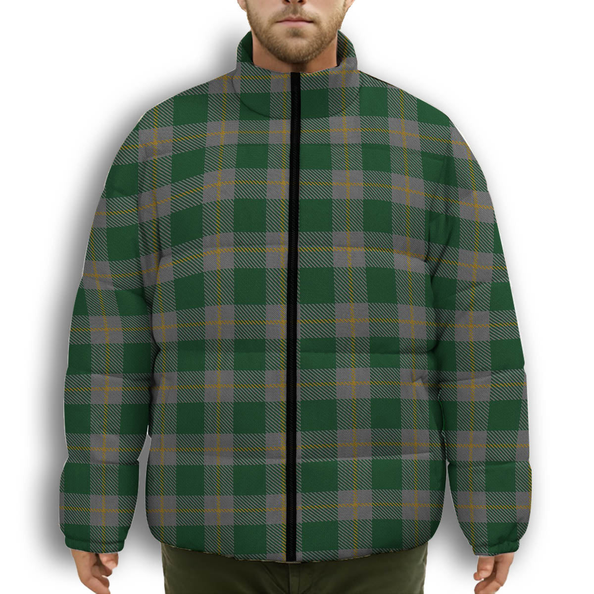 ScotsTee Shop Scottish Ledford Premium Tartan Collar Down Jacket Winter White Duck Down Plaid