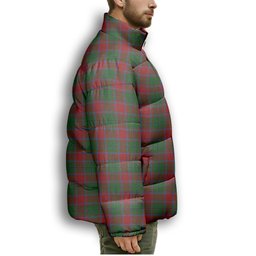ScotsTee Shop Scottish McPhail Blue Bands Premium Tartan Collar Down Jacket Winter White Duck Down Plaid