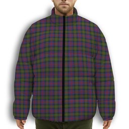 ScotsTee Shop Scottish MacLennan Premium Tartan Collar Down Jacket Winter White Duck Down Plaid