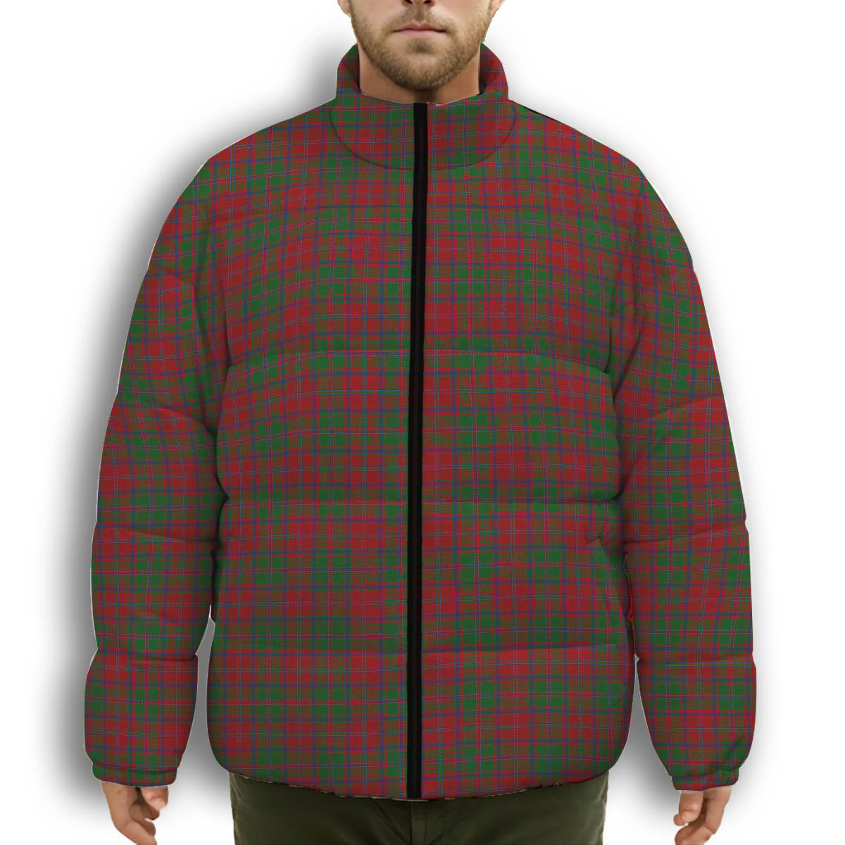 ScotsTee Shop Scottish Stewart of Appin Premium Tartan Collar Down Jacket Winter White Duck Down Plaid