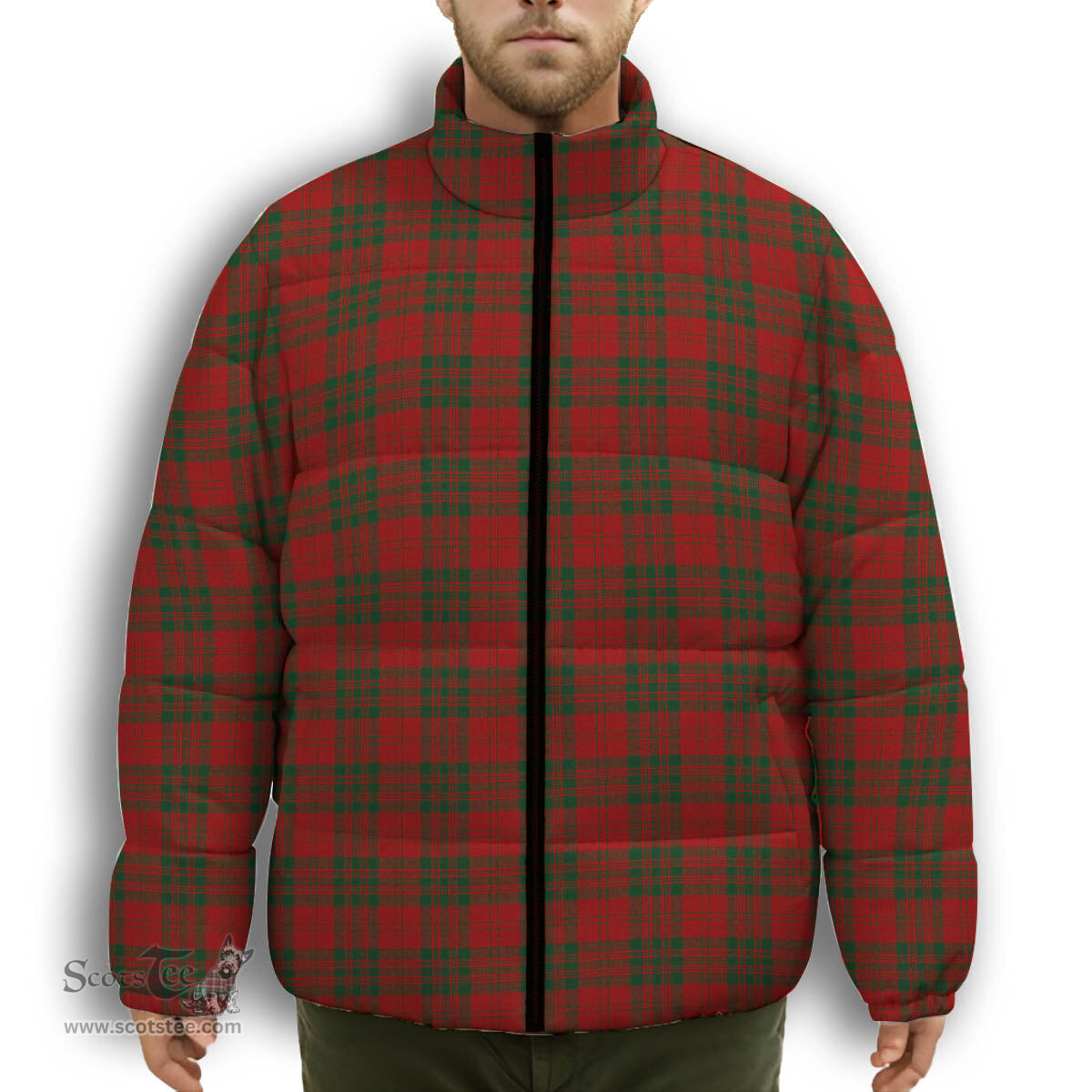 ScotsTee Shop Scottish Livingstone Premium Tartan Collar Down Jacket Winter White Duck Down Plaid