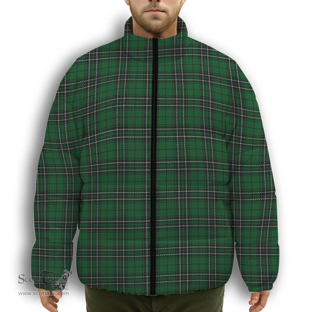 ScotsTee Shop Scottish McLean of Duart Hunting Premium Tartan Collar Down Jacket Winter White Duck Down Plaid