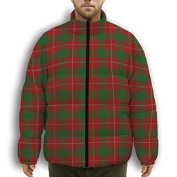 ScotsTee Shop Scottish McFie Premium Tartan Collar Down Jacket Winter White Duck Down Plaid
