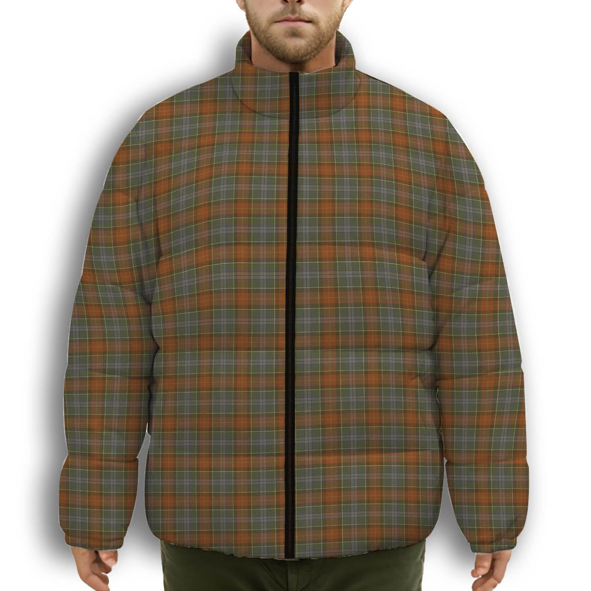 ScotsTee Shop Scottish Teallach Premium Tartan Collar Down Jacket Winter White Duck Down Plaid