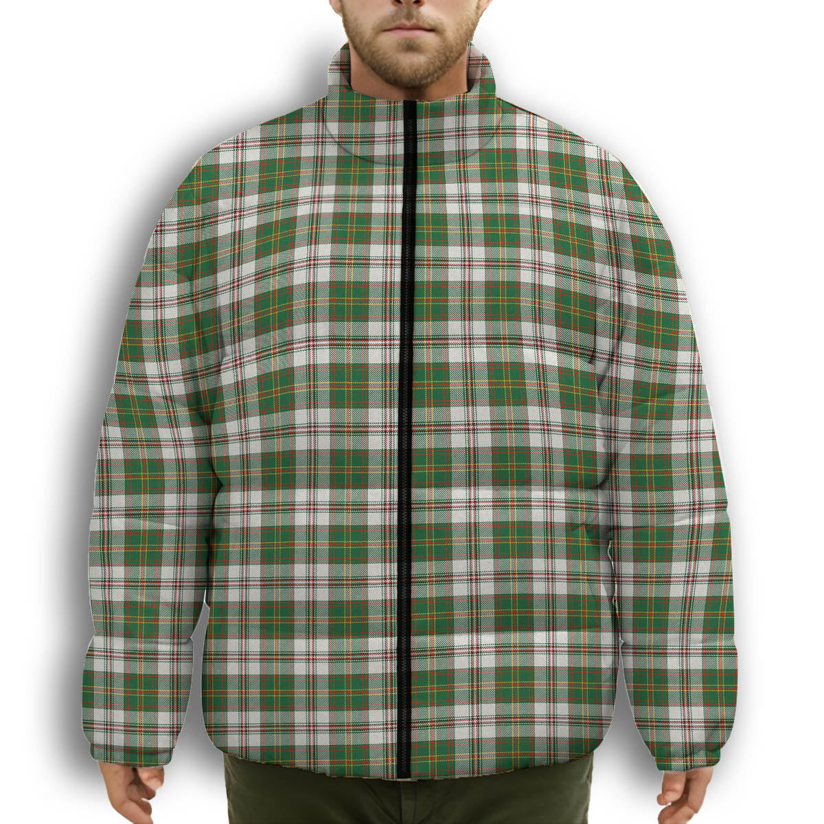 ScotsTee Shop Scottish Hay Dress Ancient Premium Tartan Collar Down Jacket Winter White Duck Down Plaid