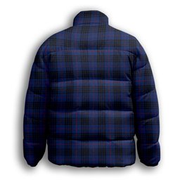 ScotsTee Shop Scottish McKay Blue Modern Premium Tartan Collar Down Jacket Winter White Duck Down Plaid