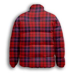 ScotsTee Shop Scottish Kelly of Sleat Red Modern Premium Tartan Collar Down Jacket Winter White Duck Down Plaid