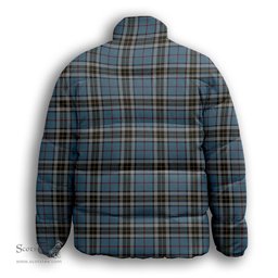 ScotsTee Shop Scottish Thomson Premium Tartan Collar Down Jacket Winter White Duck Down Plaid
