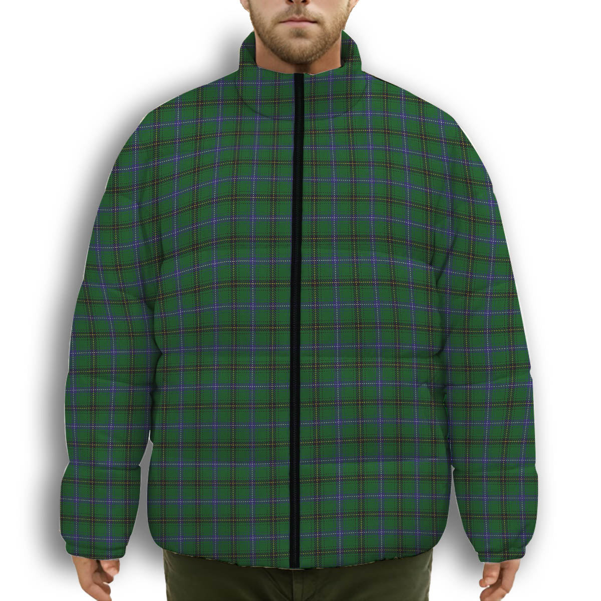 ScotsTee Shop Scottish McKendrick Premium Tartan Collar Down Jacket Winter White Duck Down Plaid