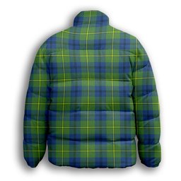 ScotsTee Shop Scottish Johnston Ancient Premium Tartan Collar Down Jacket Winter White Duck Down Plaid