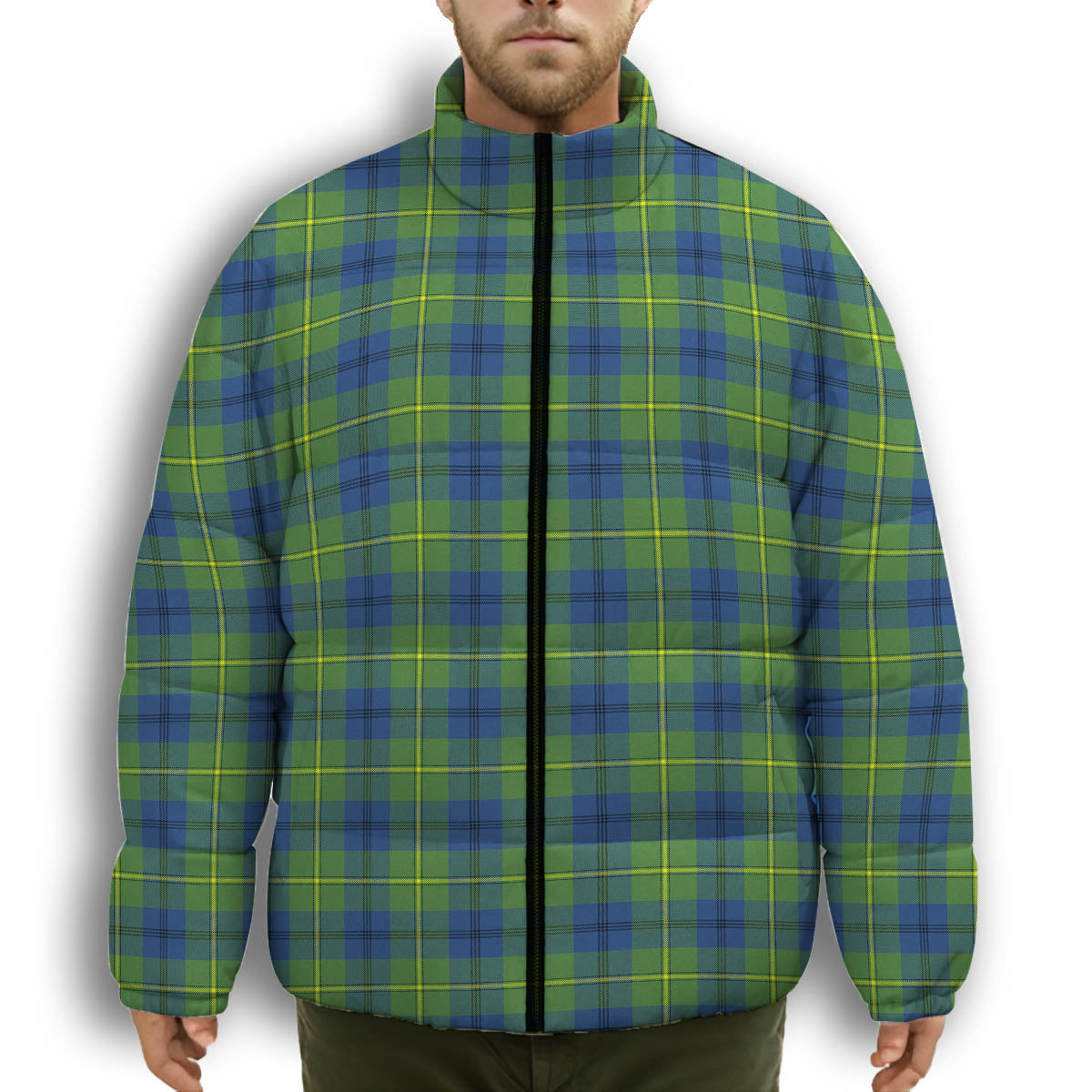 ScotsTee Shop Scottish Johnston Ancient Premium Tartan Collar Down Jacket Winter White Duck Down Plaid