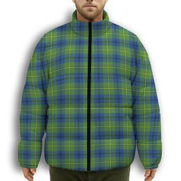 ScotsTee Shop Scottish Johnston Ancient Premium Tartan Collar Down Jacket Winter White Duck Down Plaid