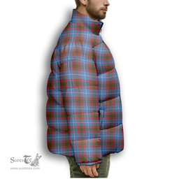 ScotsTee Shop Scottish Newton Premium Tartan Collar Down Jacket Winter White Duck Down Plaid