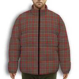 ScotsTee Shop Scottish MacPherson 3 Premium Tartan Collar Down Jacket Winter White Duck Down Plaid