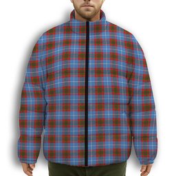 ScotsTee Shop Scottish Preston Premium Tartan Collar Down Jacket Winter White Duck Down Plaid