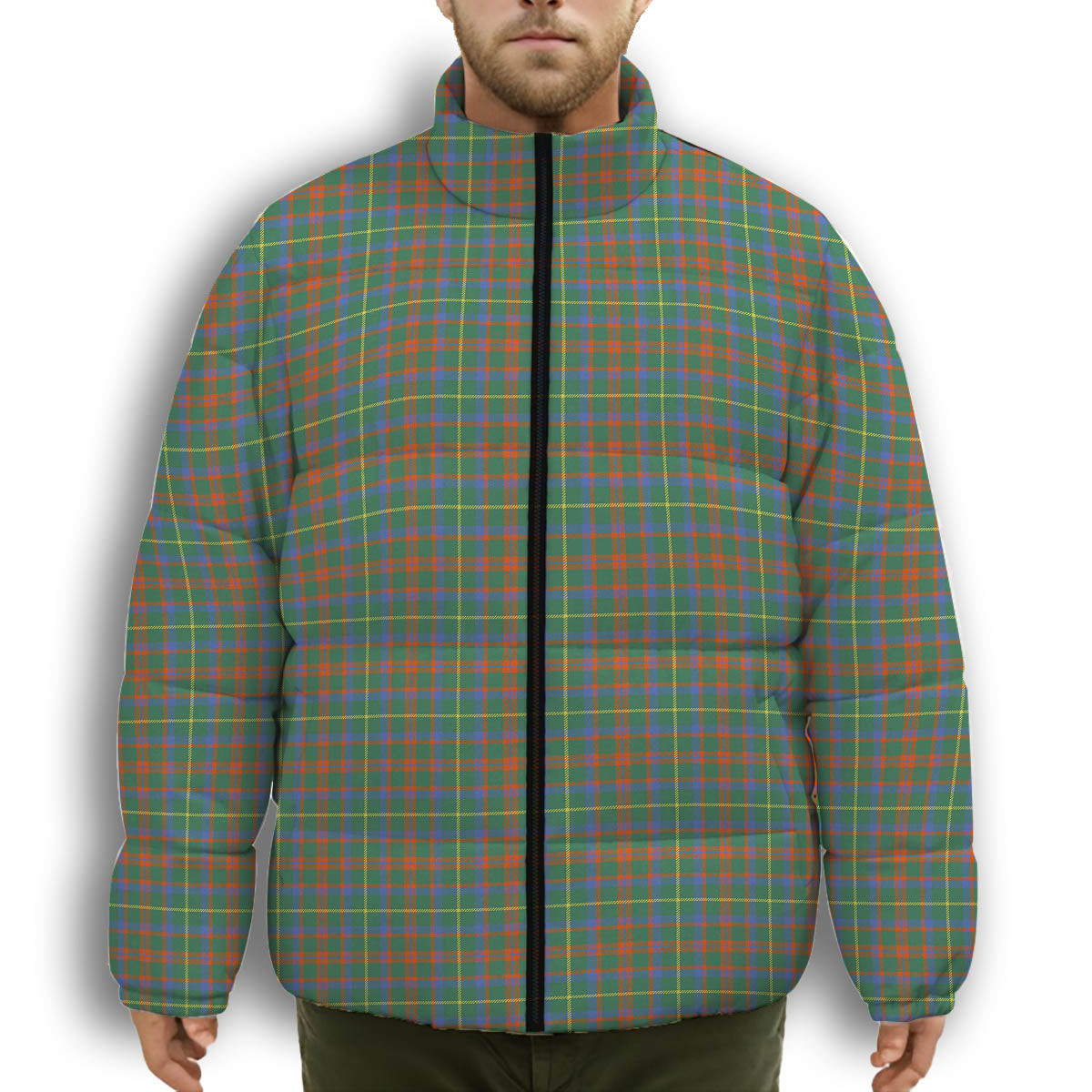 ScotsTee Shop Scottish MacKintosh Hunting Ancient Premium Tartan Collar Down Jacket Winter White Duck Down Plaid