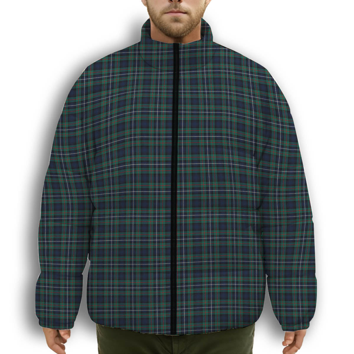 ScotsTee Shop Scottish Robertson Hunting Modern Clan Premium Tartan Collar Down Jacket Winter White Duck Down Plaid