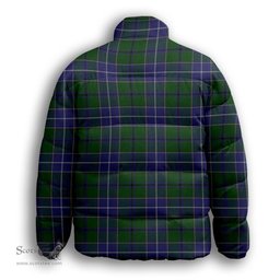 ScotsTee Shop Scottish Wishart Hunting Premium Tartan Collar Down Jacket Winter White Duck Down Plaid